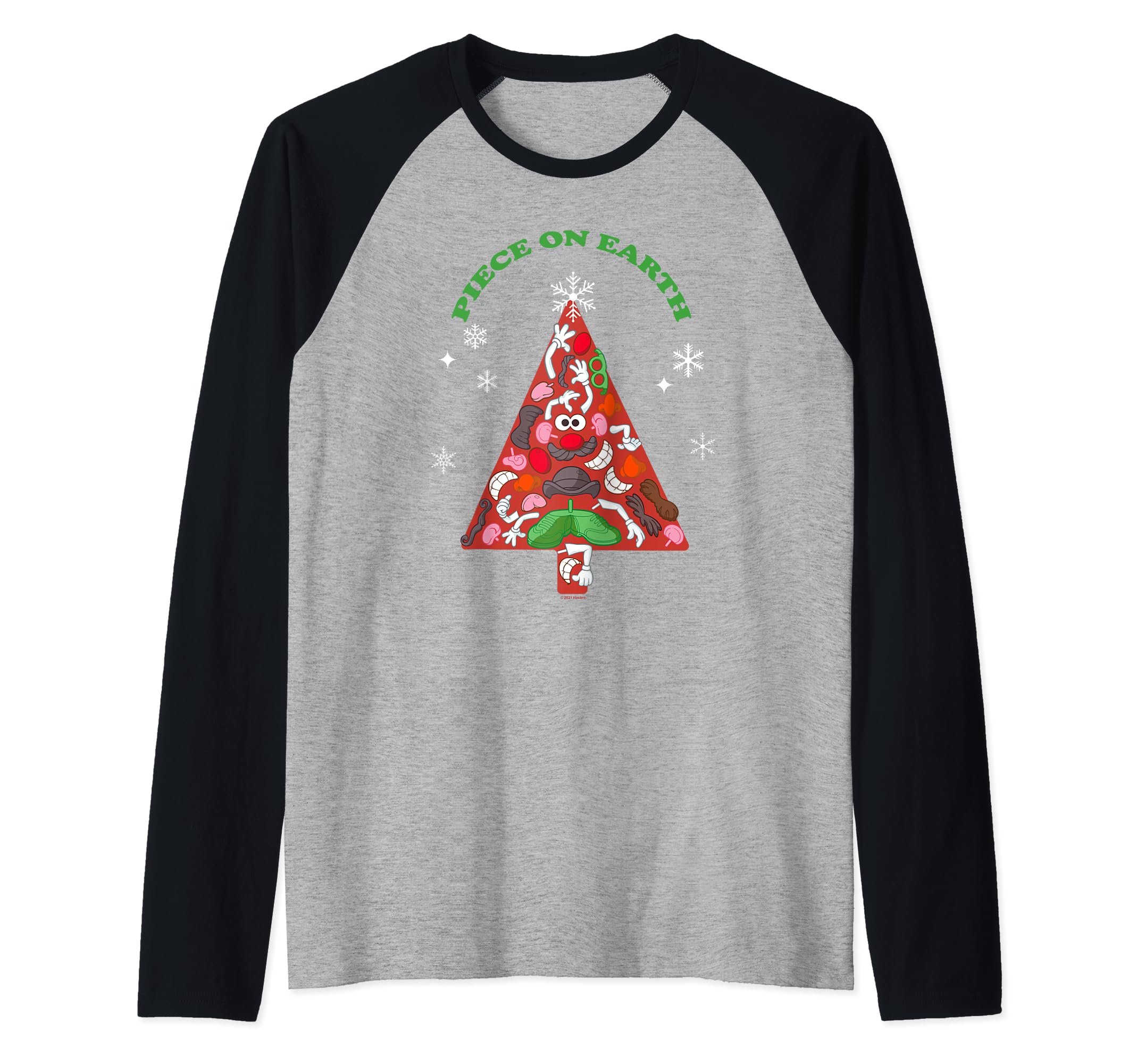 Mr. Potato Head Christmas Piece On Earth Tree Fill Raglan Baseball Tee