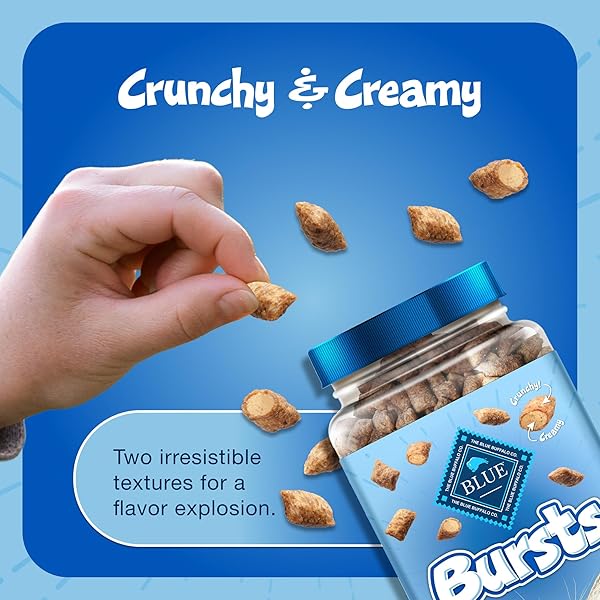 BLUE BUFFALO BURSTS CRUNCHY & CREAMY CAT TREATS, GREAT FOR TRAINING, PAW-LICKIN’ CHICKEN, 5-OZ BAG