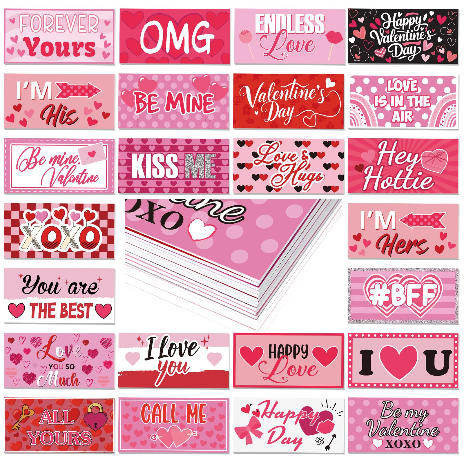 Photo 1 of 24 Designs Valentines Photo Booth Props Double Sided 11x5.5 Inch Valentine's Day Party Decorations for Photoshoot Photo Booth Props Waterproof Selfie Signs PVC for Galentines Wedding Party Supplies