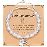 UNGENT THEM First Communion Gifts for Girls, Rosary Cross Bracelet First Communion Gifts for Girls Teens