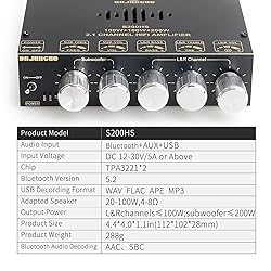 S200HS Power Amplifier Board Bluetooth5.2 TPA3221