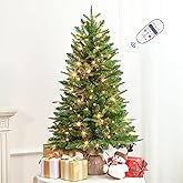 3 ft Small Mini Prelit Artificial Christmas Tree with Color LED Lights, Remote Control and Timer, Perfect PE+PVC Little Table