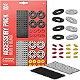 PLUS PLUS Accessory Pack, 2 Baseplates, 8 Wheels, Car Plane Train Building Pieces, Stem Construction Parts for Kids - Gray & Black