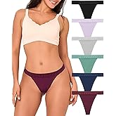 BAMBOO COOL Women's Thongs Breathable Underwear High Stretchy Lace Low Waisted Panties Tagless 6 Pack