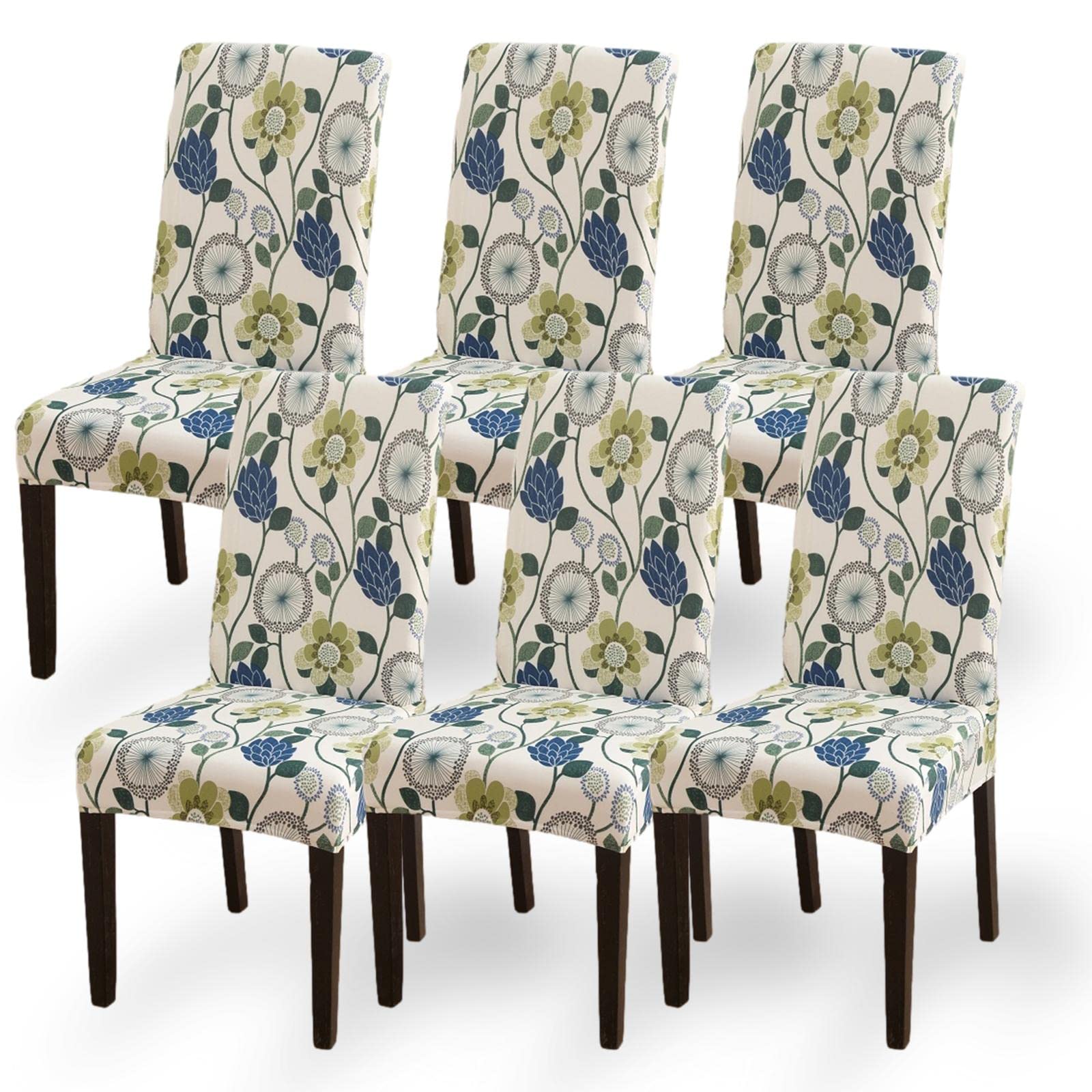 Aisprts Chair Covers for Dining Chairs 6, Dining Chair Covers Set of 6, Elastic Dining Room Chair Covers, Removable Washable Chair Cover with Backrest for Home Decor, Kitchen, Hotel, Party — image 1