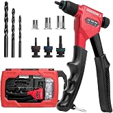 Arrow Rivet Nut Tool, 8" Rivet Nut Gun Kit Designed for Tight Space | Rivet Nut Setter with 3 Pcs Mandrels (8-32, 10-24, 1/4-20), 75 Pcs Rivnuts and 3 Pcs Drills, Sturdy Case Packed