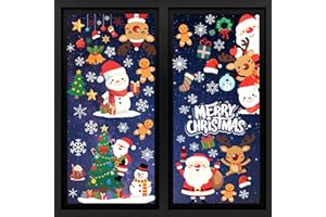 INXENG Christmas Window Clings for Glass Windows - Snowman Christmas Decorations Window Clings Winter Windows Stickers Xmas Removable Holiday Decals for Party Home Decor, 9 Sheets, 11.8 x 7.87 Inches