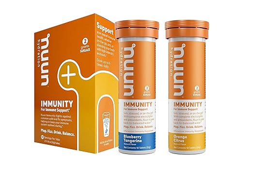 Nuun Immunity: Zinc, Turmeric, Elderberry, Ginger, Echinacea, Electrolytes for Anti-Inflammatory & Antioxidant Boost in Immune Support, Blueberry Tangerine/Orange Citrus, 2 Tubes (20 Servings) best women's travel accessories