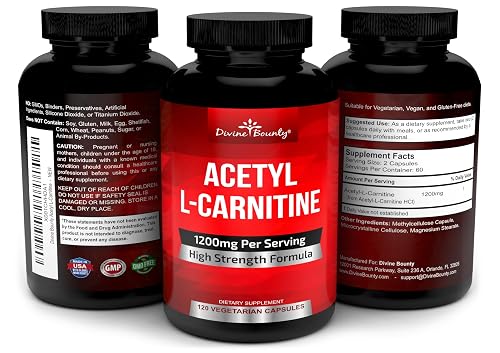 acetyl l carnitine 1200 devine bounty Carlyle L-Carnitine HCL Capsules 1000mg, 100 Count, Gluten-Free, Non-GMO Acetyl L-Carnitine - Divine Bounty
