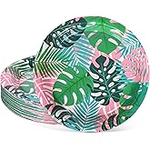 FYSUIMU 24 Pcs Palm Leaf Paper Plates Tropical Monstera Leaves Disposable Plates 9 Inch Pink Green Summer Party Tableware for Hawaiian Holiday Birthday Table Decor Supplies