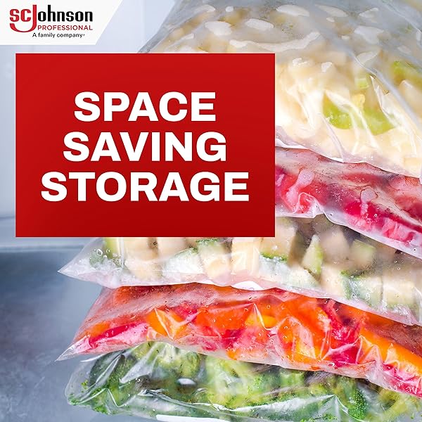 SC JOHNSON PROFESSIONAL ZIPLOC PROFESSIONAL FREEZER BAGS, FOR FOOD ORGANIZATION AND STORAGE, DOUBLE ZIPPER, 2 GALLON, 100 COUNT