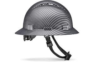 Acerpal Full Brim Vented Grey Silver Classic Carbon Fiber Design Gloss Finish OSHA Hard Hat with 6-Point Suspension