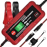 4A Smart Car Battery Charger, 6V 12V Automotive Charger Maintainer Fully Automatic 8-Stages Trickle Charger for Automotive Motorcycle Car Battery, Portable 4A Smart Car Battery Charger 6V 12V