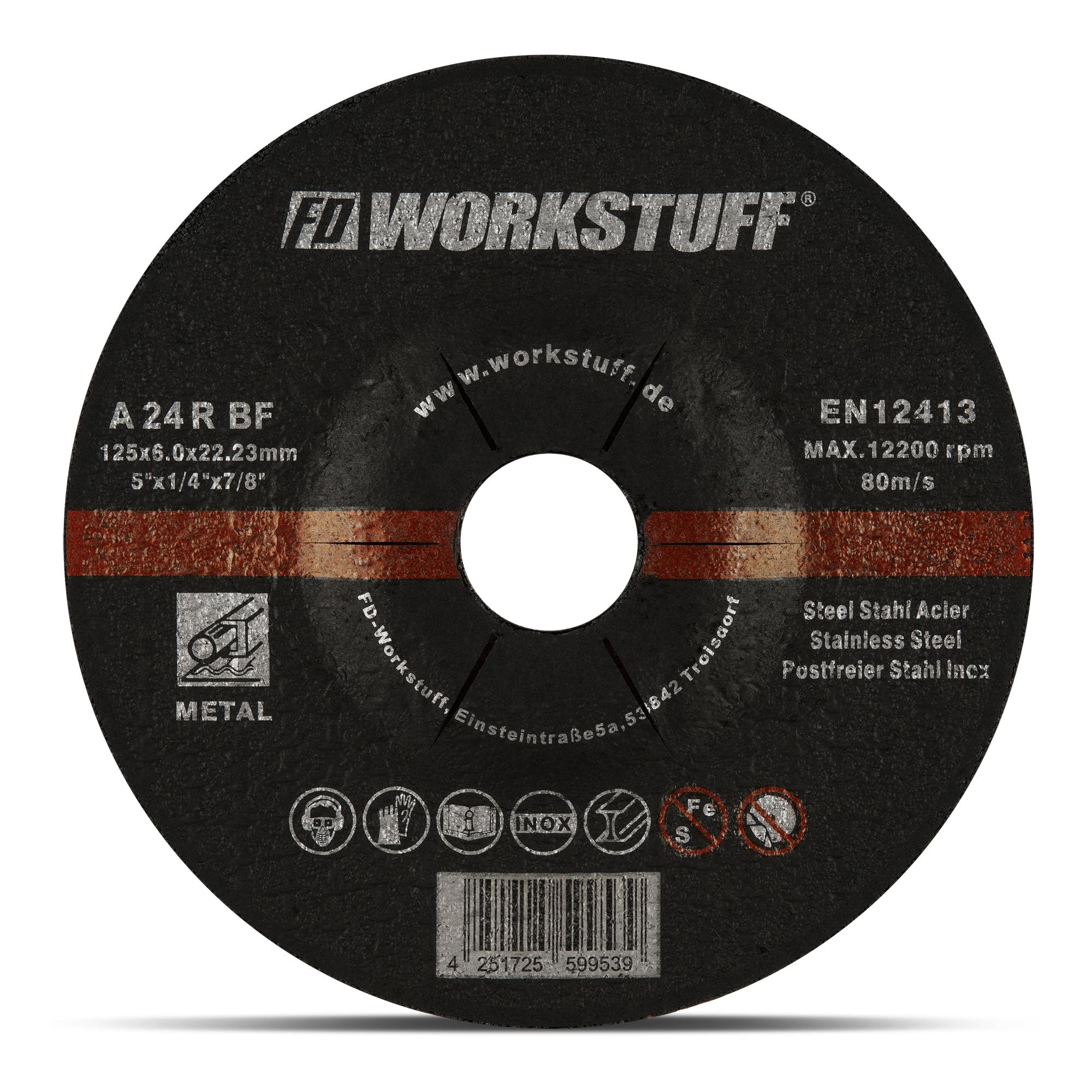 Grinding discs │ Pack of 10 │ Diameter 115 x 6 mm │ for cutting or angle grinder │ Abrasive mop discs │ For steel and non-ferrous metal