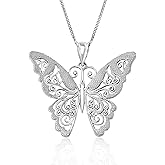Honolulu Jewelry Company Sterling Silver Filigree Butterfly Nature Necklace Pendant with 18" Box Chain