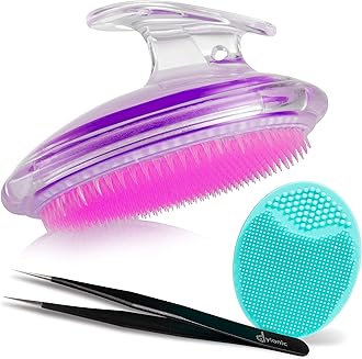 Exfoliating Dylonic Brush for Razor Bumps and Ingrown Hair Treatment, Precision Tweezers, Silicone Face Scrubbers Set…