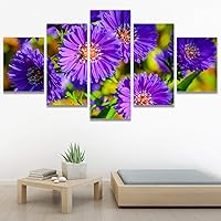 SIGNWIN 5 Panel Canvas Wall Art Purple Fields for Home Decorations Ready to Hang - 60