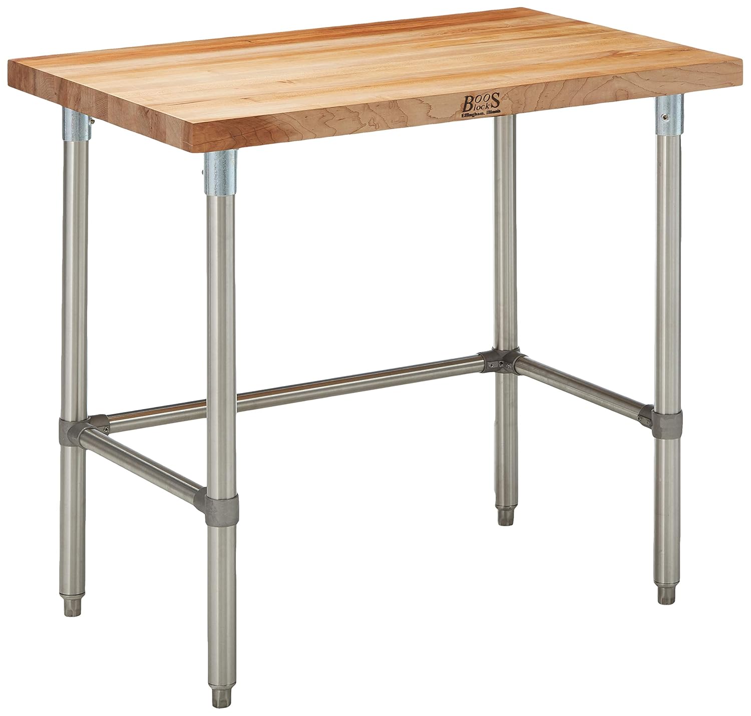 John Boos SNB01 Maple Top Work Table with Stainless Steel Base and