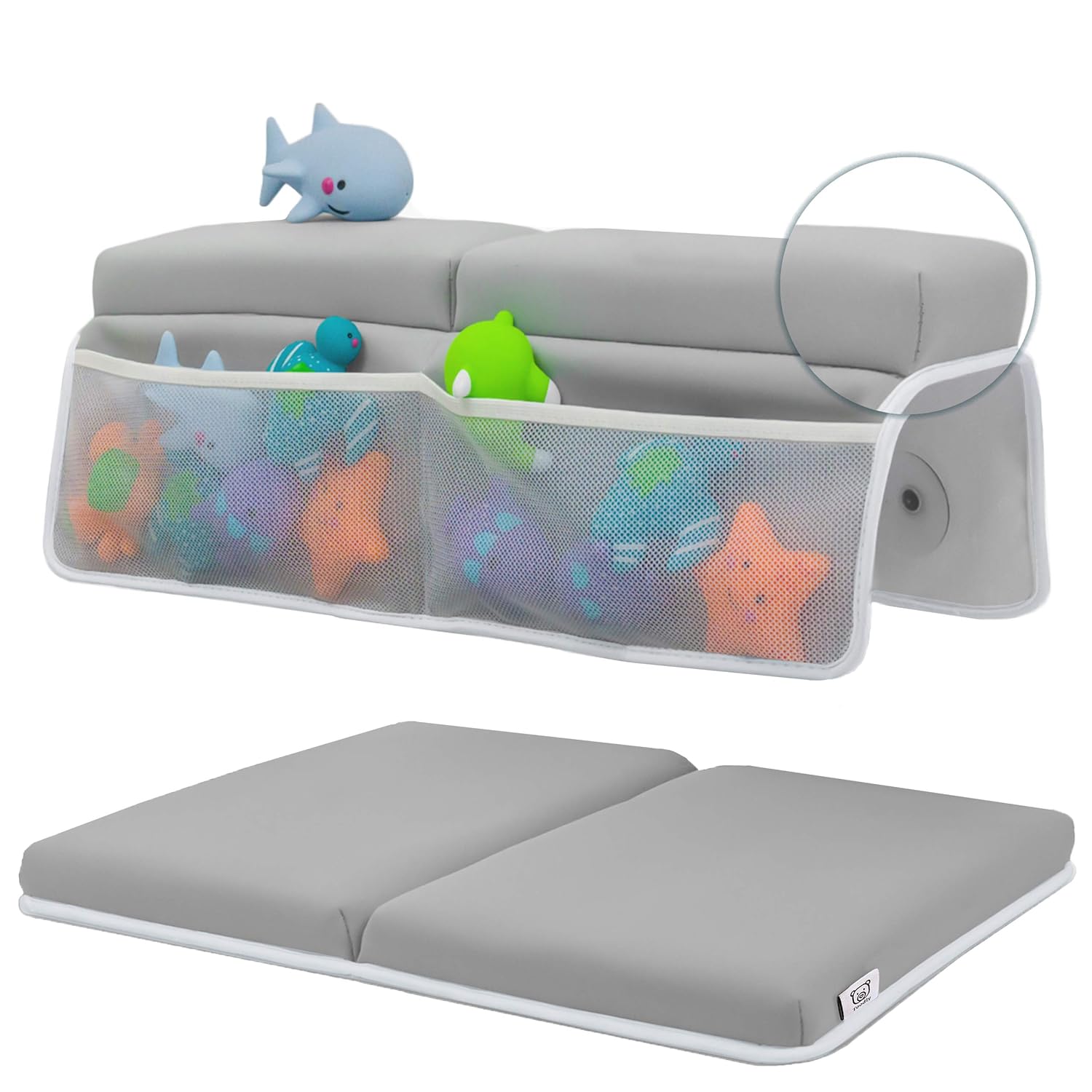Bath Kneeler and Elbow Rest Pad Set - Thickest Baby Bath Kneeler Pad in The Market - with Memory Foam and Baby Toys Organizer - Ideal Bathtub Kneeler Pad and Elbow Rest for Baby Bath Time : Baby