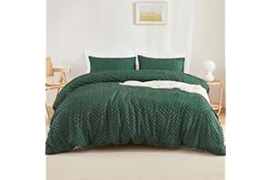 Litanika Emerald Green King Size Comforter Set, 3 Pieces Dark Green Tufted Boho Farmhouse Bedding Comforter Sets, Lightweight Fluffy All Season Comforter Bed Set (104x90In Comforter & 2 Pillowcases)