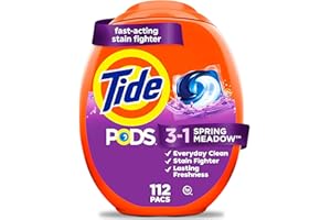Tide PODS laundry detergent pacs, 3-in-1 Stain Remover, Odor Fighter, Color Protector, HE compatible, Spring Meadow Scent, 11
