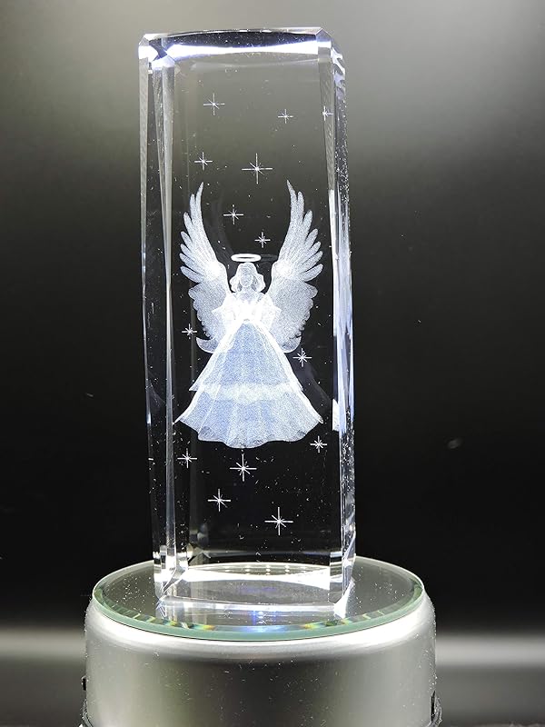 3D Glass Laser Cube with Large Angel Handmade