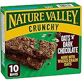 NATURE VALLEY Dark Chocolate Oats Crunchy Granola Bars, No Artificial Colours, No Artificial Flavours, Snack Bars, Made with 