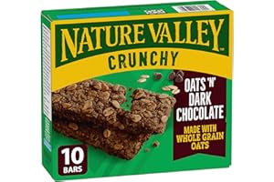 NATURE VALLEY Dark Chocolate Oats Crunchy Granola Bars, No Artificial Colours, No Artificial Flavours, Snack Bars, Made with 