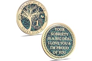 LParkin 1 Year Sobriety Coin, Tree of Life Recovery Coin, AA Recovery Medallion, Anniversary Token Sobriety Gifts, Alcoholics Anonymous Medallion