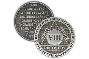THE TOKEN SHOP 8 Year Sobriety Coin | Legacy AA Chip | Thick Triplate Recovery Anniversary Token (Gray)