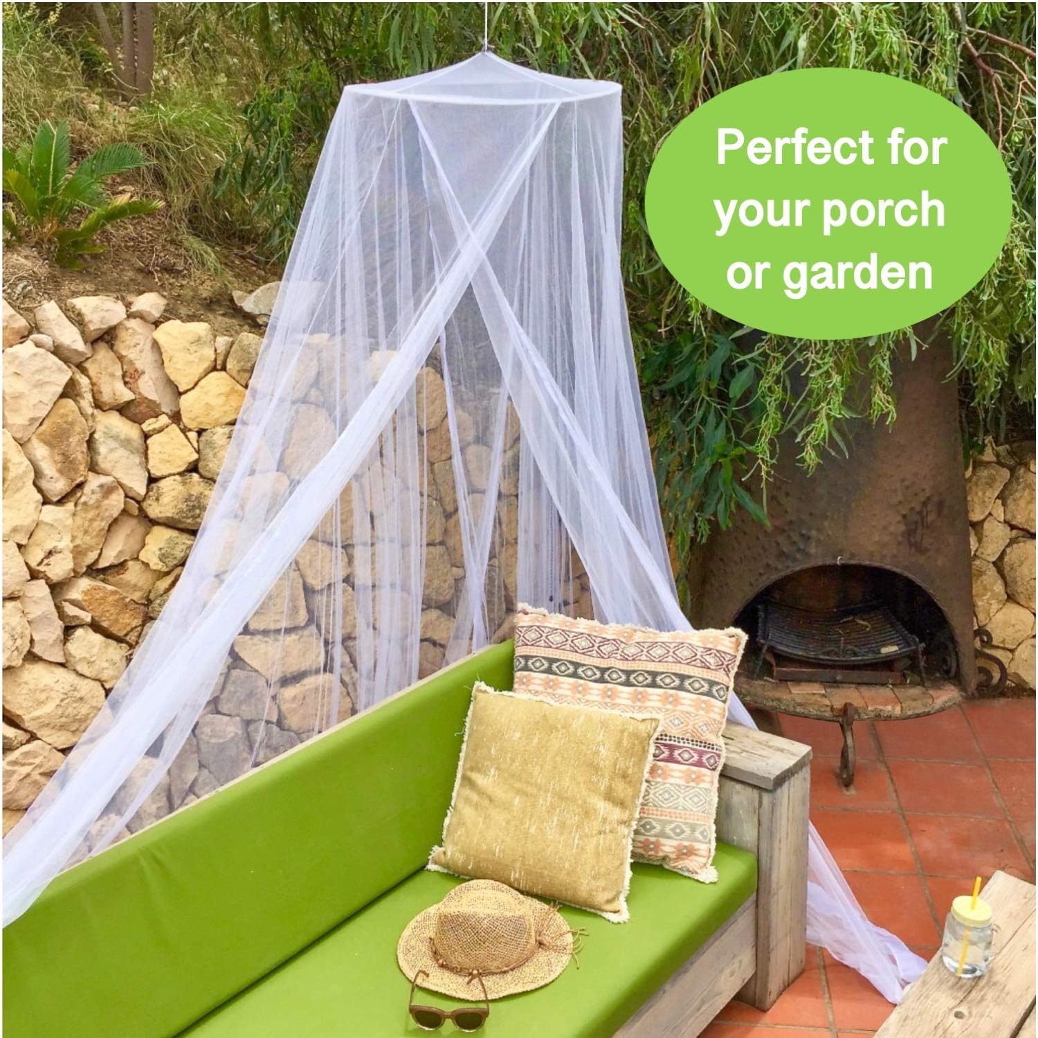 EVEN NATURALS Luxury Mosquito Net Bed Canopy, Large: for Single to Queen Size, Quick Easy Installation, Finest Holes: Mesh 300, Curtain Netting with Entry, Storage Bag, No Chemicals Added: Sports & Outdoors