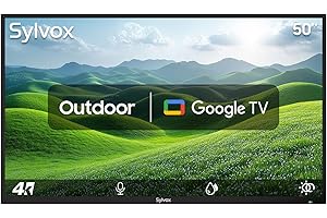 SYLVOX 50 Inch Outdoor Smart Television Weatherproof Google TV, 4K 700NIT High Brightness Temperature Resistant IP55 Waterproof TVs, Anti-Scratch, Suitable for Partial Sun (Patio Series)