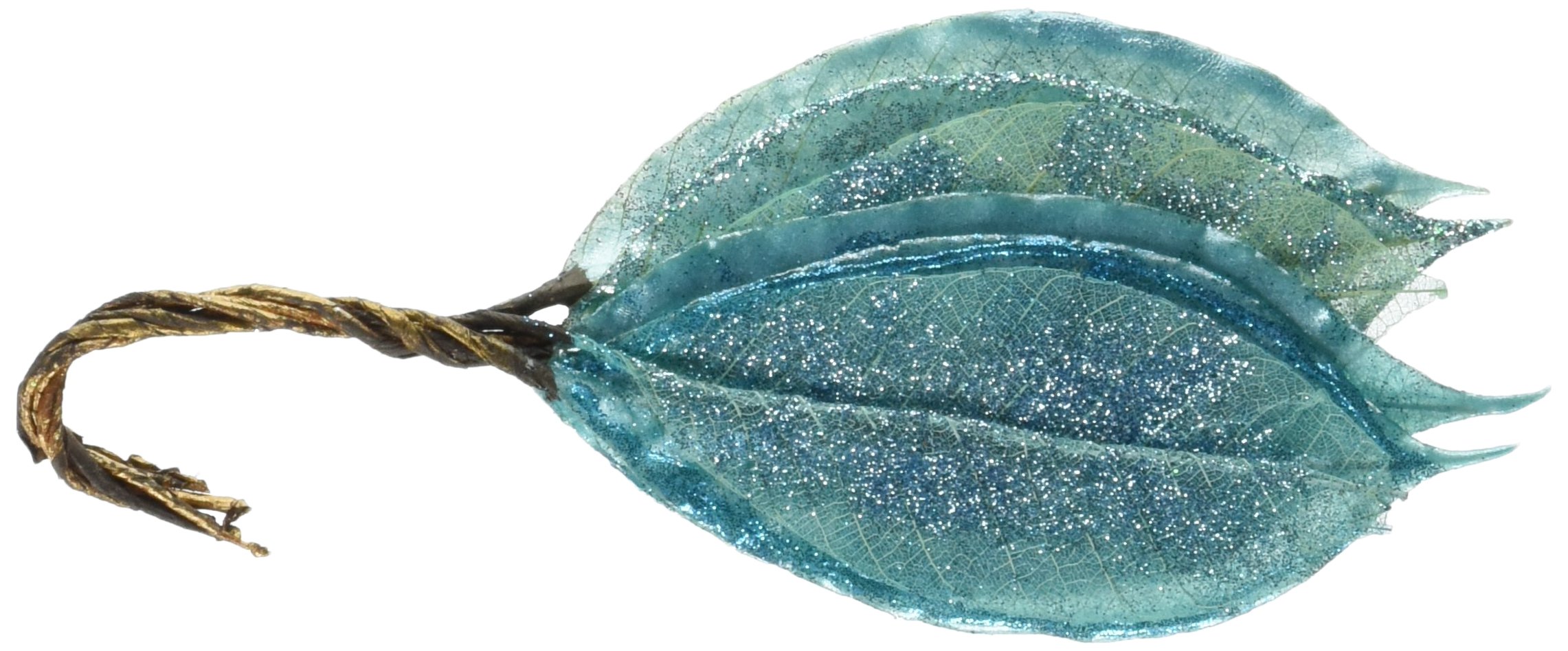 Prima 539221 Temple Lacquered Glittered Leaves Embellishments, Thalae Blue