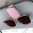 KIWEN Sunglasses Holders for Car Visor, Magnetic Leather Glasses Eyeglass Clip for Car, Ticket Card Clip Sunglasses Mount, Car Visor Accessories Gadgets (1, Pink)