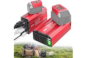 300W Power Inverter for Milwaukee 18V Battery, 2PCS Portable Outdoor Battery Converter with 3USB 1Type C&2AC Outlets, Convert