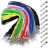 50 Pcs Color Lanyards Flat Lanyards for ID Badges Assorted Colors Badge Lanyards with Swivel J Hook Clip for Office Worker, Student, Teacher