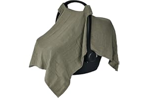 Huxie Car Seat Cover Baby - Organic Cotton - Carseat Covers Baby - Carseat Cover - Car Seat Canopy - Carseat Canopy - 100% Muslin Cotton, 43" x 32" (Sage Green)