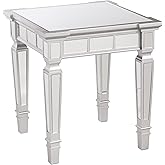 SEI Furniture Glenview Glam Mirrored Square End Table, Matte Silver