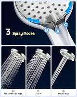 SAMODRA Shower Head High Pressure Handheld Chrome 3 Spray Settings view 2