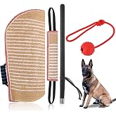 Leyndo 4 Pcs Dog Training Sleeve Set with Tug Pillow Stick Ball, Red | Professional Arm Pad for Large Dogs Training, Jute Pillow Tools, Biting Interactive Fetch Toy, German Shepherd Handler