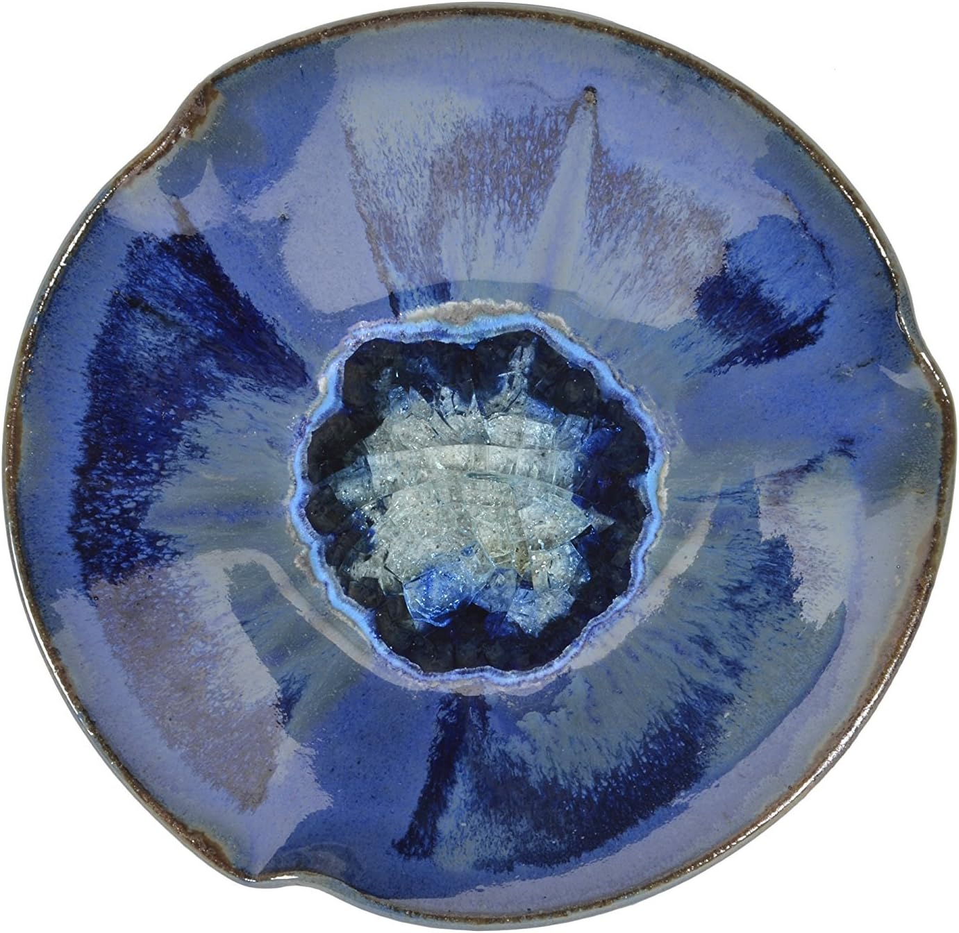 Pinched Rim Bowl with Fused Glass, Blue, Small (7")
