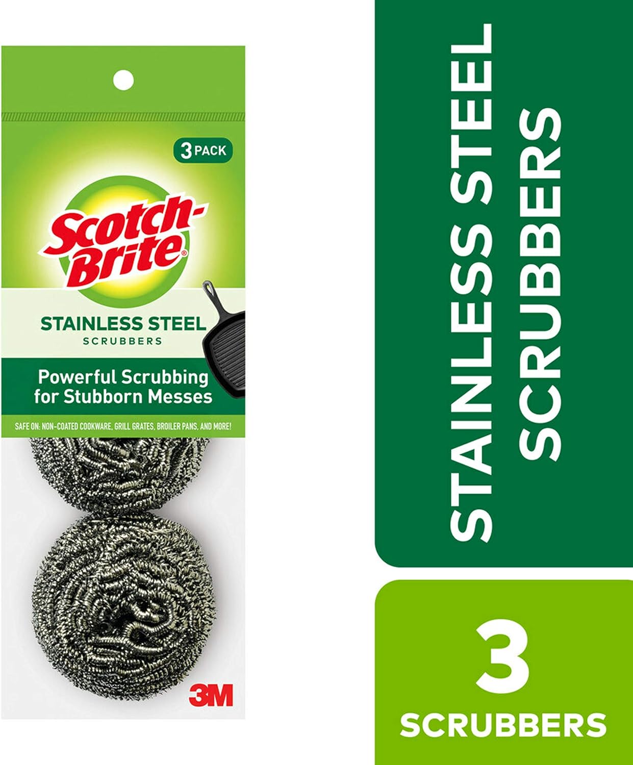 Scotch-Brite Stainless Steel Scrubbers, 3 Count: Computers & Accessories