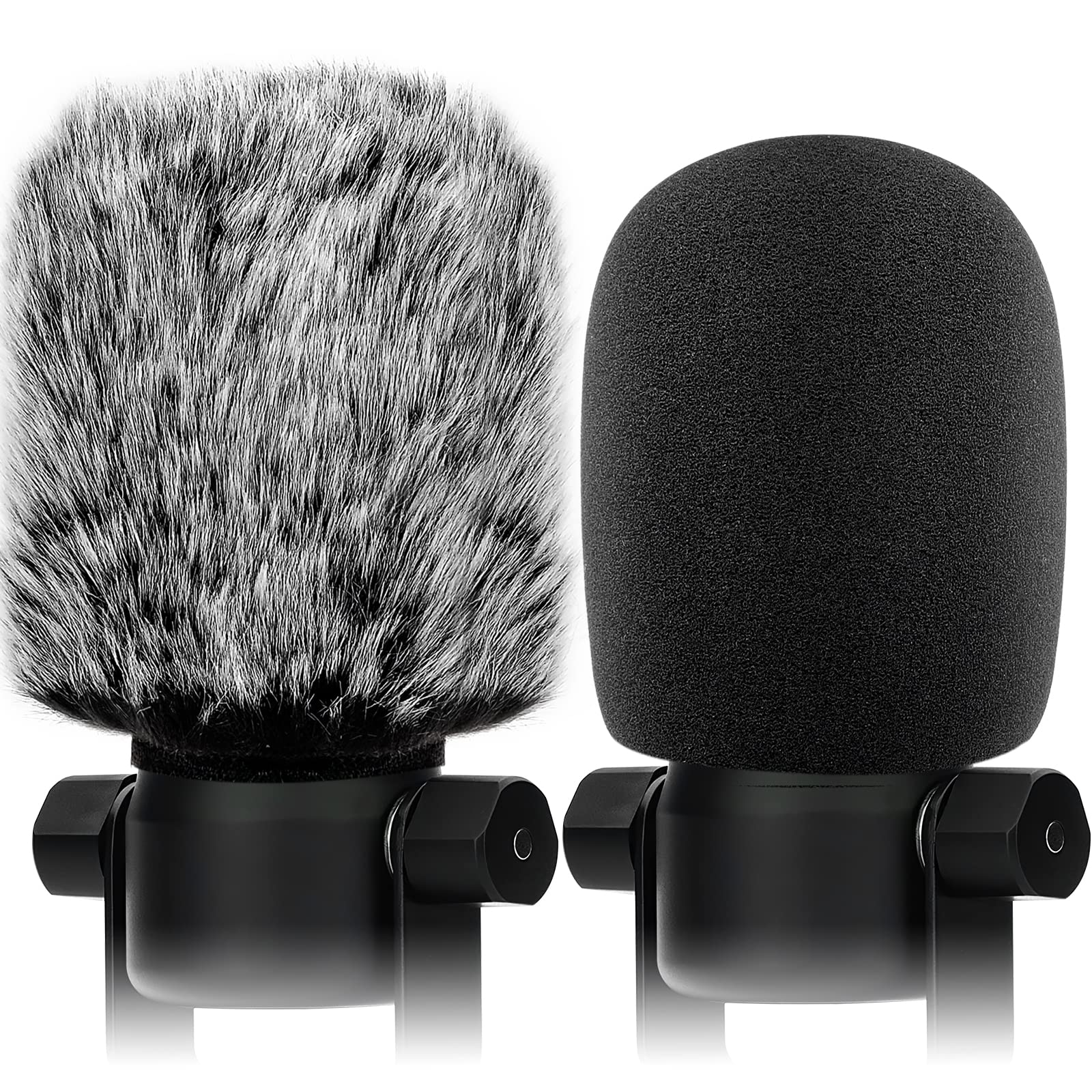 Windscreen Pop Filter Compatible with Rode Podmic, Procaster, Podcaster, NT1, NT1-A, NT2-A, NT-USB, K2, NT1000, NT2000,Mic Foam Cover +Furry Wind Muff Mic Cover Compatible with Rode Podmic,Combo 2Pack