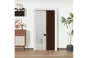 JUJUBON Accordion Doors 24"-36" x 80", with Upgraded Roller & Handle & Complete Hardware, Interior Multifold Folding Doors for Closet & Pantry, Easy Installation - Walnut, Single Layer