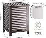 SMIBUY Double Laundry Hamper 120L Bamboo with Lid 2-Compartment Sorter view 4