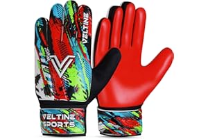 Veltine Sports Soccer Goalie Gloves for Kids Youth Junior Boys Funky Football Goalkeeper Gloves with Double Wrist Protection and 4mm Anti-Slip Strong Grip Palm
