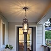 15" Outdoor Indoor Pendant Light Exterior Hanging Lantern, Modern Metal Outside Chandelier Light Fixture Ceiling Mount with W