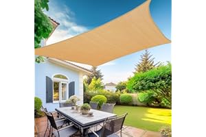 KANAGAWA Sun Shade Sail 16'x20' Sand Rectangle UV Block Canopy Awning Shelter Fabric Cloth Screen for Outdoor Patio Garden Backyard