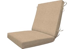 Honeycomb Outdoor Essentials Dining Chair Cushion, 20 x 41, Hampton Texture Neutral Cushion for Patio Furniture