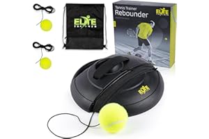 Elite Trainer Tennis Rebound Ball Set | Solo Practice Rebounder, No Filling Required, Heavy Duty Power Base | 3 Balls with St